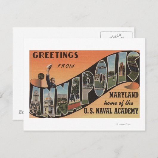 メリーランド州アナポリス – 大きな文字のシーン ポストカード (正面/裏面)