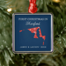 メリーランド州アメリカ合衆国でのカップルの最初のクリスマス メタルオーナメント