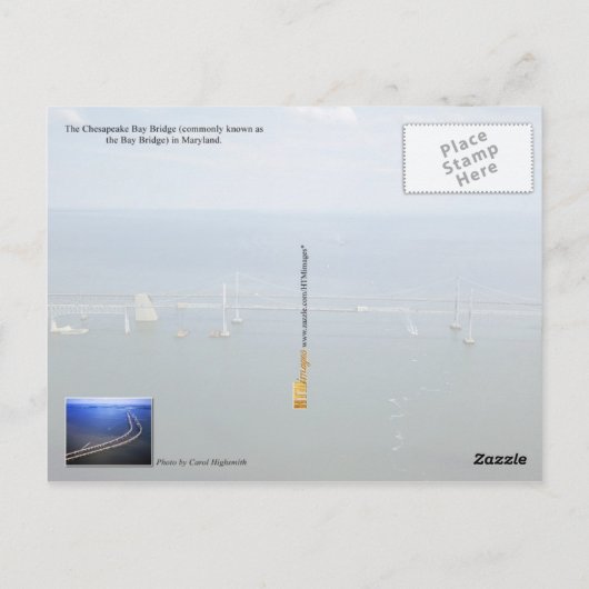 メリーランド州チェサピーク湾橋の空中眺め ポストカード (裏面)