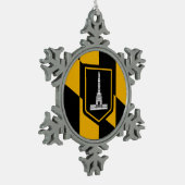 メリーランド州ボルチモア国旗 スノーフレークピューターオーナメント (左)