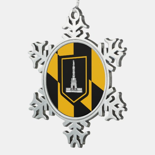 メリーランド州ボルチモア国旗 スノーフレークピューターオーナメント (右)