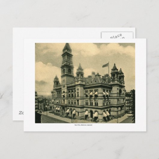 メリーランド州ボルチモア郵便局ヴィンテージ ポストカード (正面/裏面)