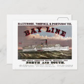 メリーランド州ボルチモア、ノーフォーク、ポーツマス間の復元された航路 ポストカード (正面/裏面)