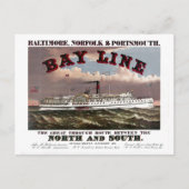 メリーランド州ボルチモア、ノーフォーク、ポーツマス間の復元された航路 ポストカード (正面)