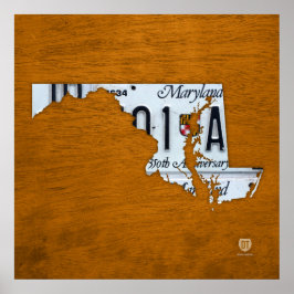 メリーランド州ライセンスプレートマップ ポスター