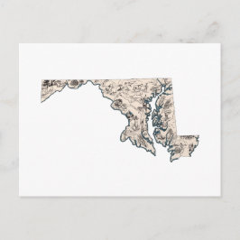 メリーランド州ヴィンテージ絵地図 アンティーク州チャート ポストカード