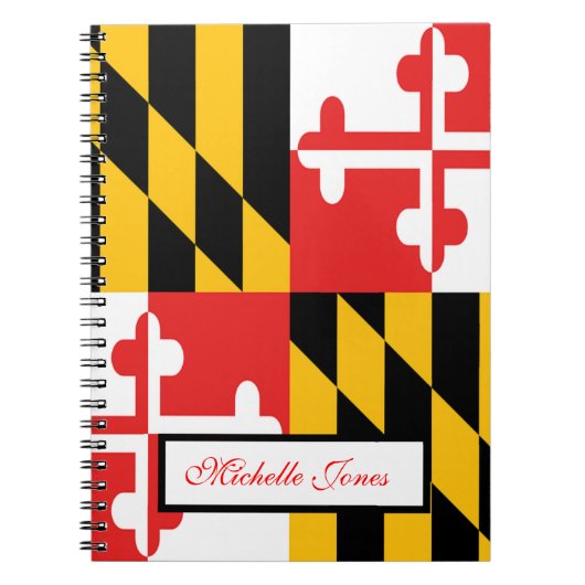 メリーランド州旗あなたの名前を追加Homeschool ノートブック (正面)
