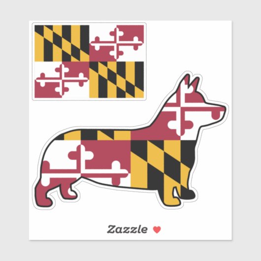 メリーランド州旗とコルギシルエットシール シール (シート)