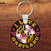 メリーランド州旗と地図が大好き キーホルダー (正面)