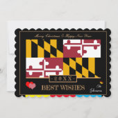 メリーランド州旗と新年おめでとう最高の/Wishes USA シーズンカード (正面)