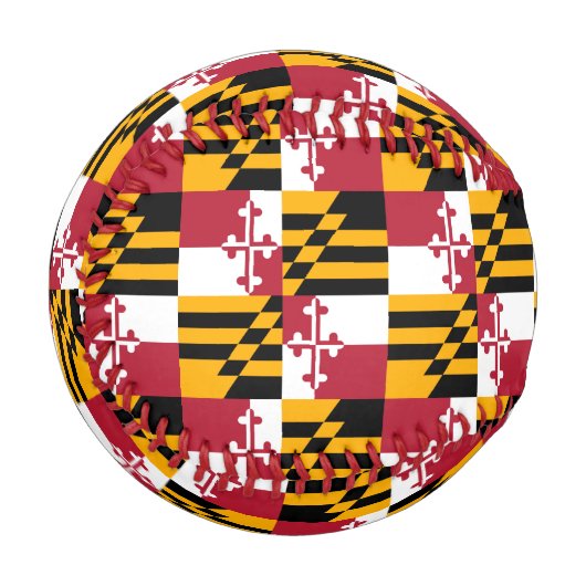 メリーランド州旗の色の表示 野球ボール (正面左)