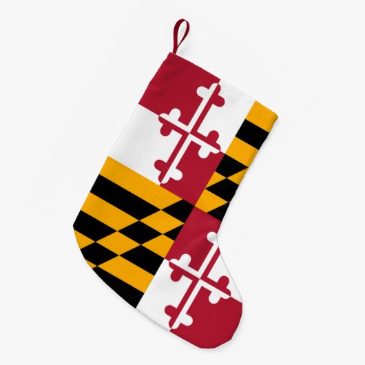 メリーランド州旗の色アクセント スモールクリスマスストッキング (正面 (吊り時))