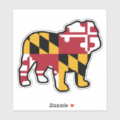 メリーランド州旗を持つイギリスのブルドッグシルエット シール (シート)