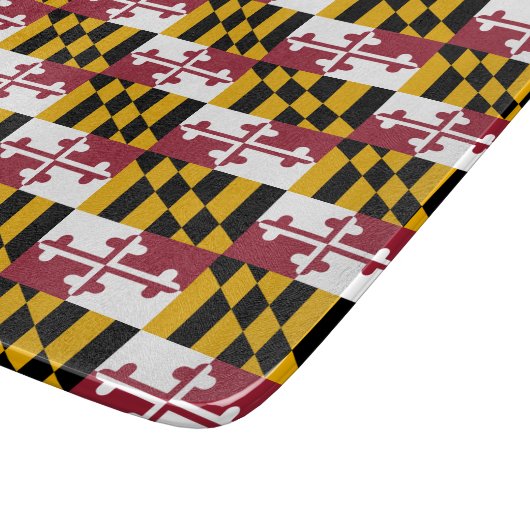 メリーランド州旗を持つ小さなガラスの切断板 カッティングボード (角)