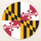 メリーランド州旗デザインアクセント ラウンドペーパーコースター (正面)