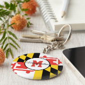 メリーランド州旗モノグラムパーソナライズされたキーチェーン キーホルダー (側面)