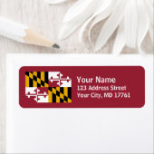 メリーランド州旗差出人住所ラベル赤 ラベル (インサイチュ)