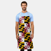 メリーランド州旗 エプロン (着用した状態)