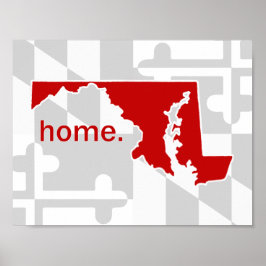 メリーランド州旗/ポップ・アートの色の州 – 赤 ポスター