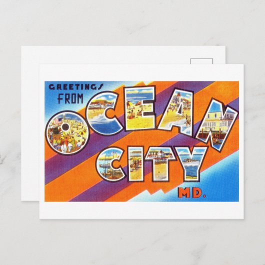 メリーランド州海市からのヴィンテージの挨拶 ポストカード (正面/裏面)