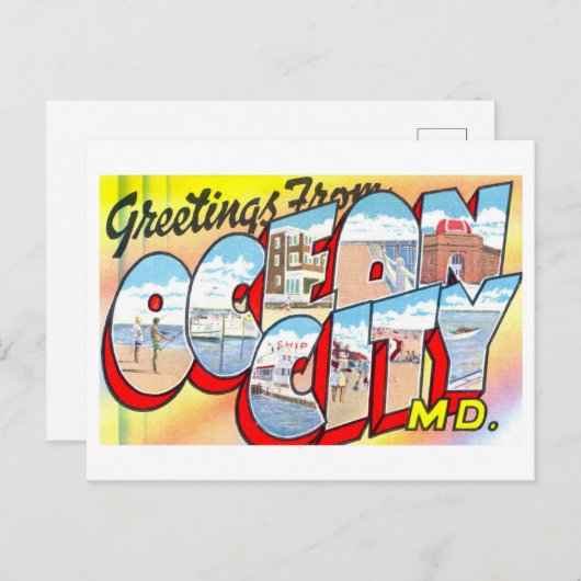 メリーランド州海市からのヴィンテージ挨拶 ポストカード (正面/裏面)