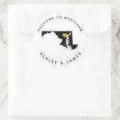 メリーランド州結婚のウェルカムステッカーラベル ラウンドシール (バッグ)