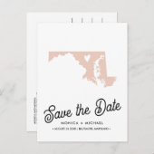 メリーランド州行き先ウェディング任意の色！ 案内ポストカード (正面/裏面)