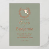 メリーランド州行き先結婚式 箔招待状 (正面)