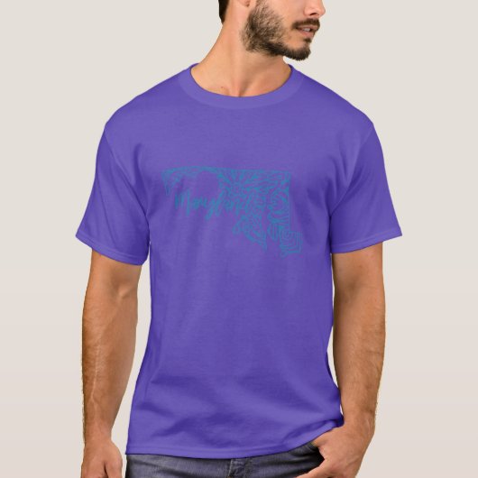 メリーランド州 マンダラ ブルー オーバーサイズ Tシャツ (正面)