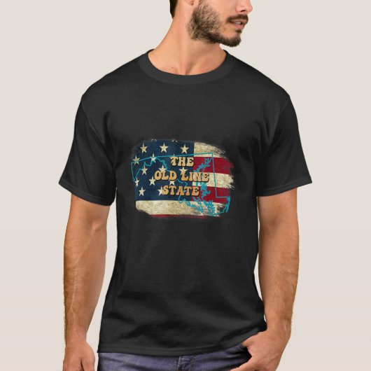 メリーランド州md米国国旗のモットー tシャツ (正面)