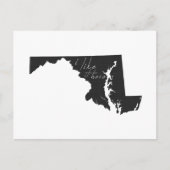 メリーランド私は好きここに州の形の黒板 ポストカード (正面)