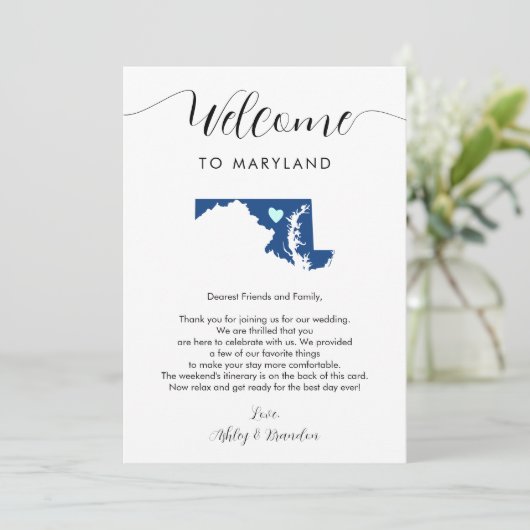 メリーランド結婚州のウェルカムノートの旅程 (スタンド正面)