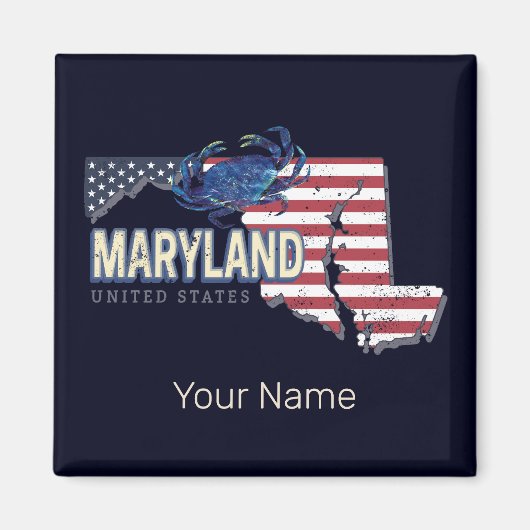 メリーランド統一された州レトロ州マップヴィンテージUSA マグネット (正面)