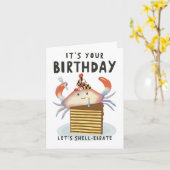 メリーランド誕生日フラッグブルーカニスミアイランドケーキ カード (黄色い花)