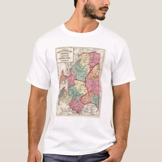 メリーランド郡の地勢地図書 Tシャツ (正面)