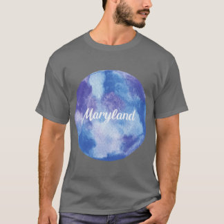 メリーランド ラウンド ウォーターカラー パステル ヴァイオレット ブルー Tシャツ