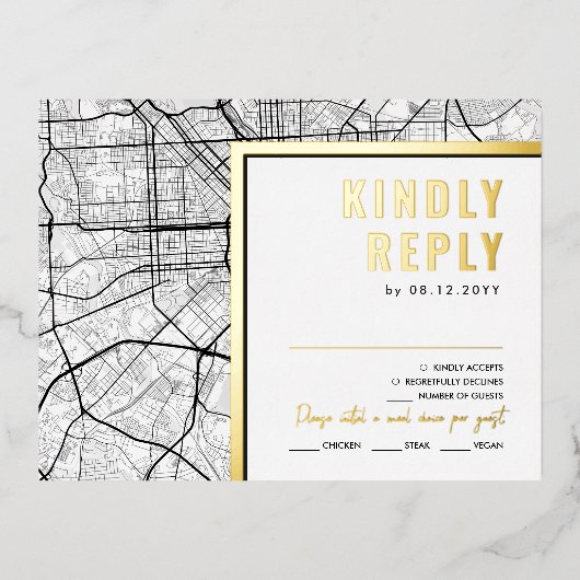 メリーランド・ラブロケーター・ボルチモア | RSVP返信 箔招待状ポストカード (正面)