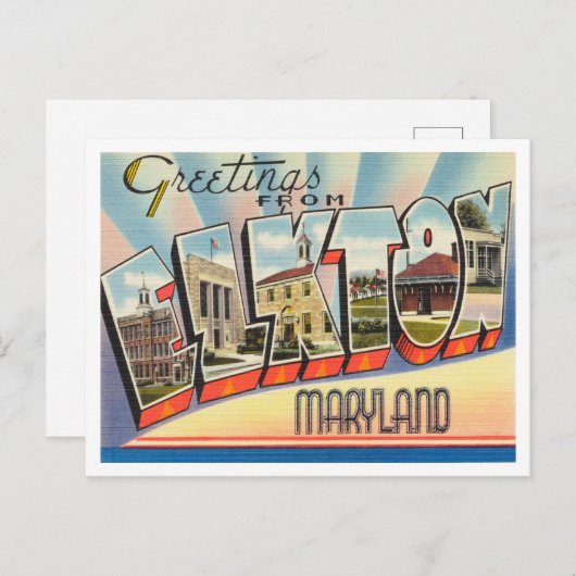 メリーランド・ヴィンテージ・トラベル、エルクトンからの挨拶 ポストカード (正面/裏面)