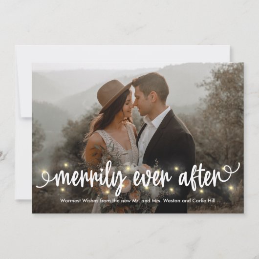 メリーリットたった今結婚しましたホリデーフォトカード シーズンカード (正面)