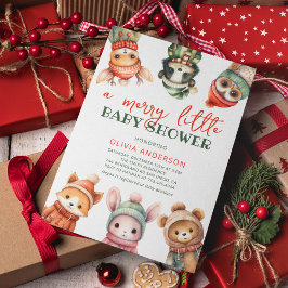 メリーリトルオсート冬ベビーシャワー招待状 招待状