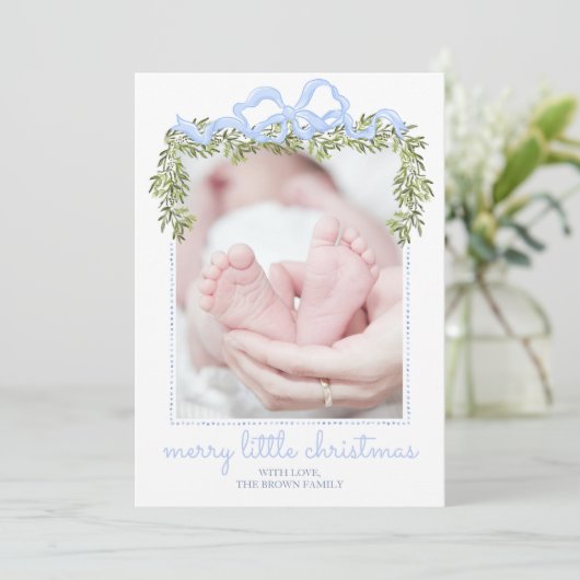 メリーリトルクリスマスカー生まれたばかりのドベビー写真 招待状 (スタンド正面)