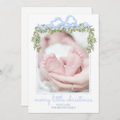 メリーリトルクリスマスカー生まれたばかりのドベビー写真 招待状 (正面/裏面)