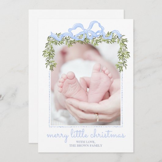メリーリトルクリスマスカー生まれたばかりのドベビー写真 招待状 (正面/裏面)