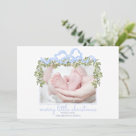メリーリトルクリスマスカー生まれたばかりのドベビー写真 招待状 (スタンド正面)