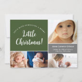 メリーリトルクリスマスグリーンベビー誕生写真 サンキューカード (正面)