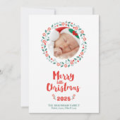 メリーリトルクリスマスフローラ枠クリスマスカード 招待状 (正面)