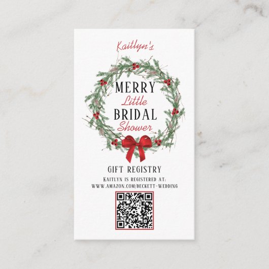 メリーリトルクリスマスブライダルシャワーギフトレジスタ エンクロージャーカード (正面)