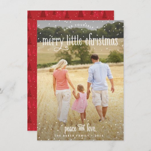 メリーリトルクリスマスホリデーフォトカード シーズンカード (正面/裏面)