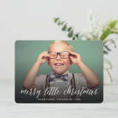 メリーリトルクリスマスモダンタイポグラフィ写真 シーズンカード (スタンド正面)