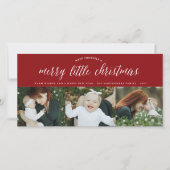 メリーリトルクリスマスモダンタイポグラフィ写真 シーズンカード (正面)